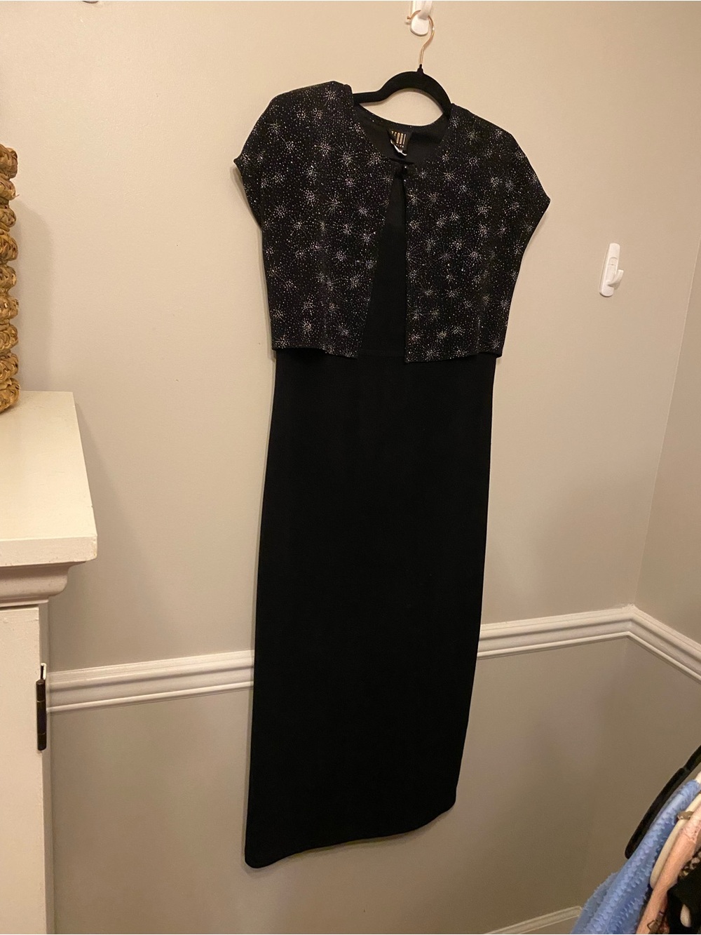 Teddi Black Maxi Dress with Sparkle Bolero